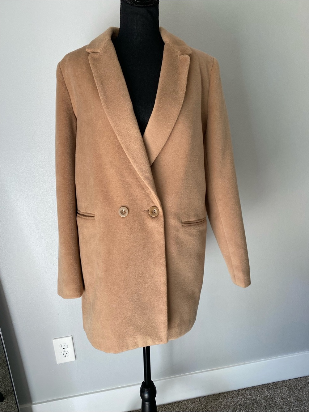 Forever 21 Camel Double-Breasted Pea Coat
